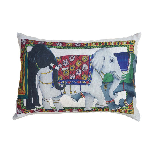 Cushion - Linen, Elephants