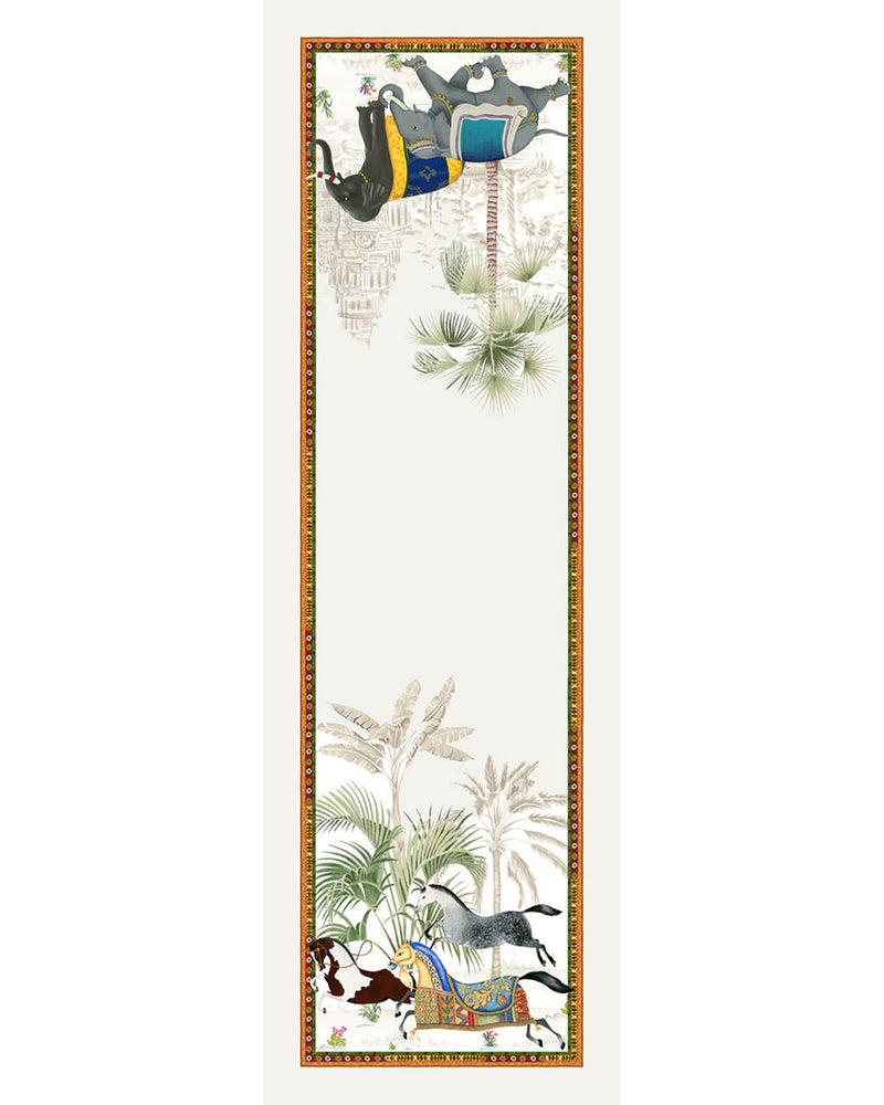 Table Runner - Linen, Elephants & Horses