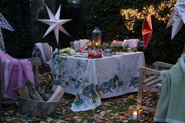 Tablecloth - Linen, Elephants & Horses