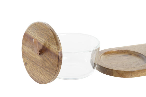 Containers- Glass, Acacia Wood