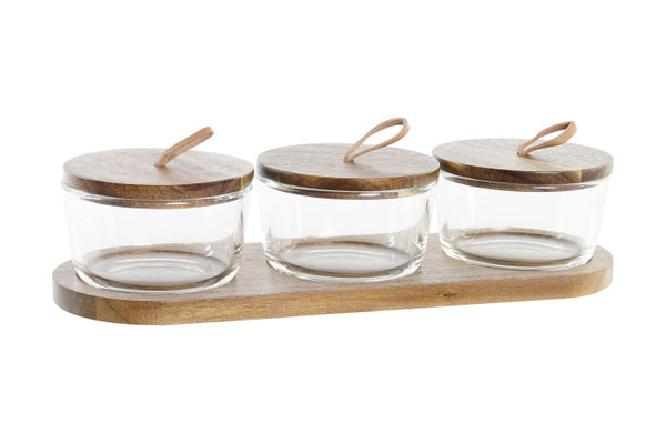 Containers- Glass, Acacia Wood