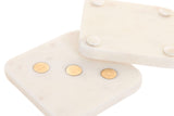 Coaster Set  - Marble & Brass (Dice) White (Set of 4)