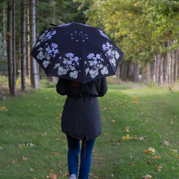 Umbrella with Wooden Handle - Blue Anemone