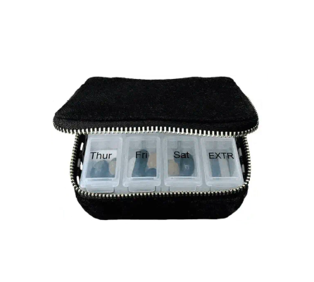 Pill Organizing Case with Weekly Pill Organizer Insert - Black
