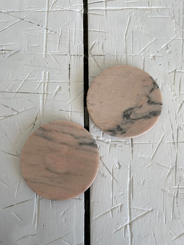 Coasters - Round Coasters in Pink Guatemala Marble with Cork (set of 2)