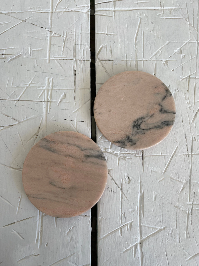 Coasters - Round Coasters in Pink Guatemala Marble with Cork (set of 2)