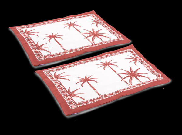 Placemats set of 2 Date Palm Brick Red by La DoubleJ