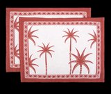 Placemats set of 2 Date Palm Brick Red by La DoubleJ