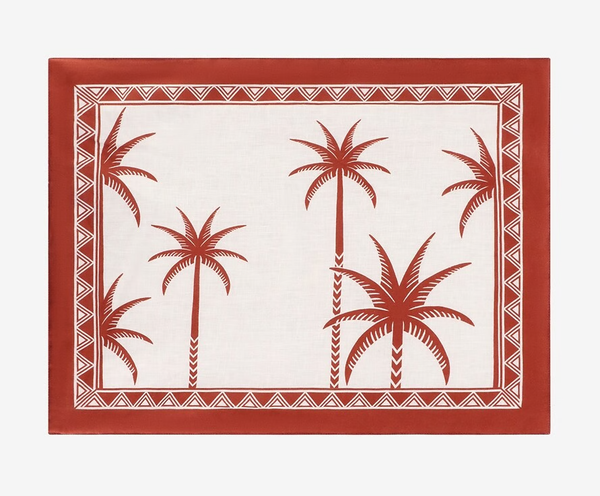 Placemats set of 2 Date Palm Brick Red by La DoubleJ