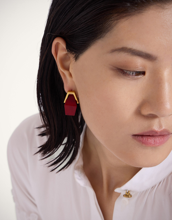 Portal Earrings Orange-Ruby by LaDoubleJ