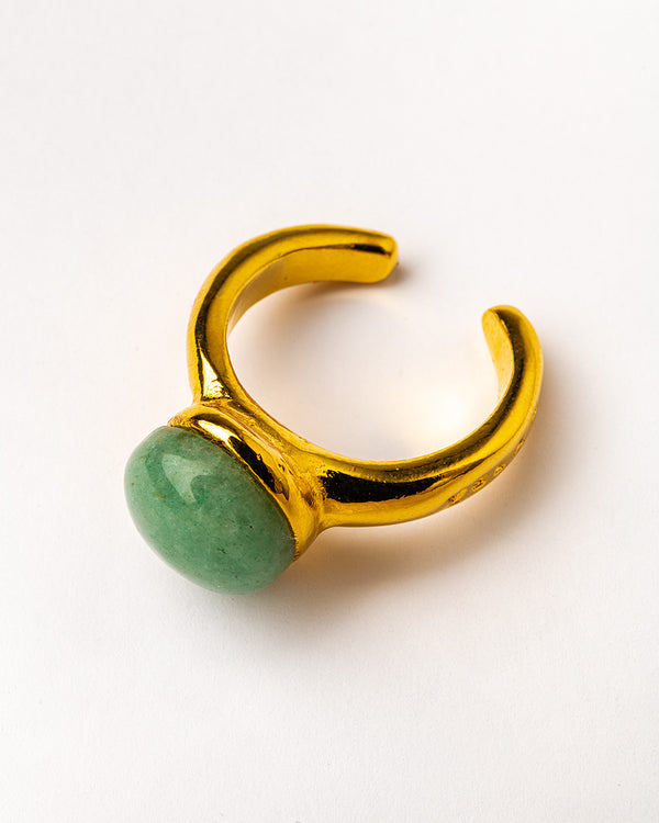 Ring with Aventurine, Adjustable - Handmade