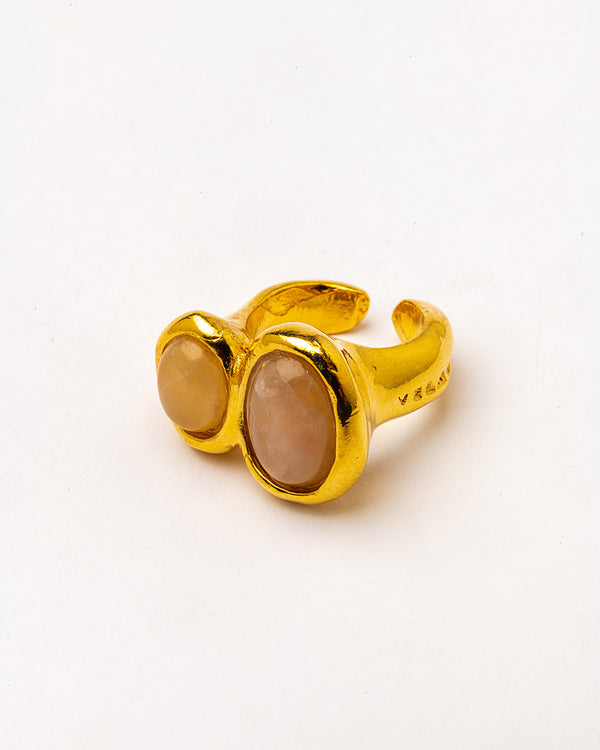 Ring with Rose Quartz, Adjustable - Handmade