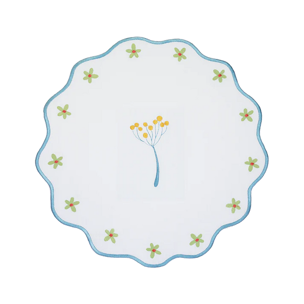 Mamma Mia Collection; Placemat; Round Embroidered SKY RIM 38cm