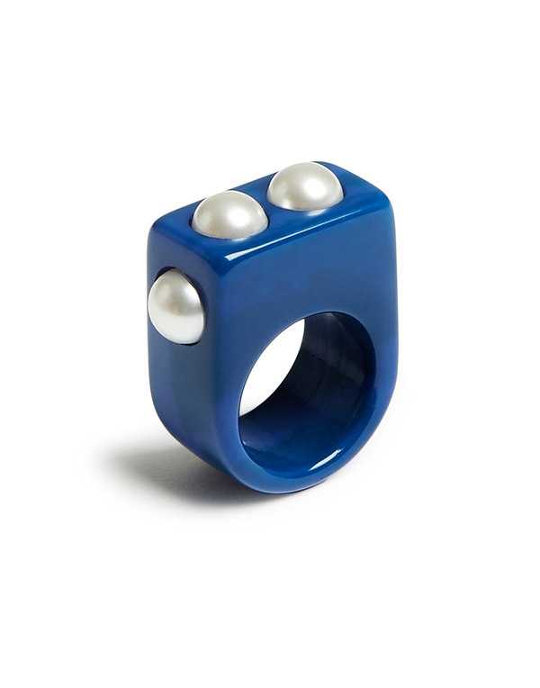 Nefertiti Ring Royal Blue in Acrylic Resin by La DoubleJ