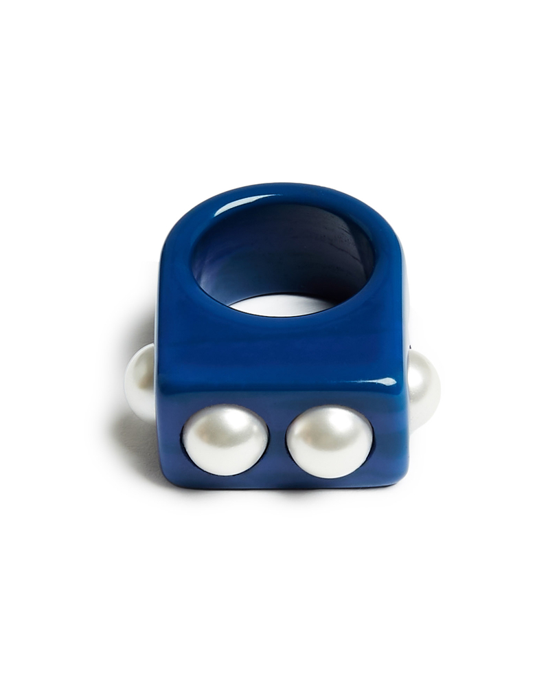 Nefertiti Ring Royal Blue in Acrylic Resin by La DoubleJ
