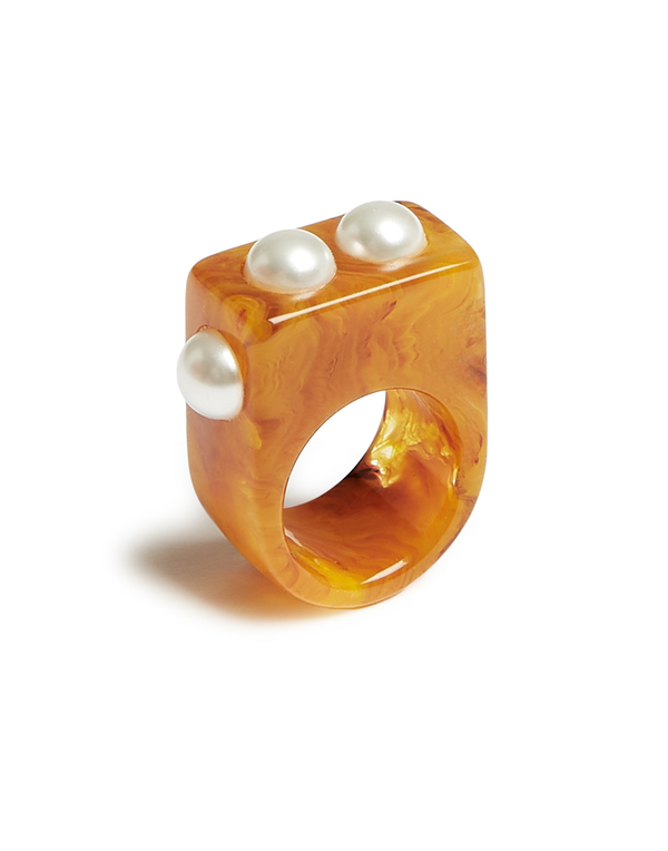 Nefertiti Ring in Acrylic Resin - Rust by La DoubleJ