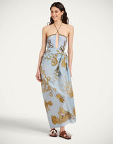 Pareo - Oceania Placée Light Blue in Cotton Voile by La Double J