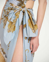 Pareo - Oceania Placée Light Blue in Cotton Voile by La Double J