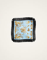 Foulard - Oceania Placée Light Blue in Silk Twill With Fringes by La Double J