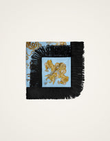 Foulard - Oceania Placée Light Blue in Silk Twill With Fringes by La Double J