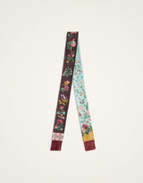 Skinny Scarf - Reversible Zooflora, Light blue - Bordeaux by La DoubleJ
