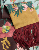 Skinny Scarf - Reversible Zooflora, Light blue - Bordeaux by La DoubleJ