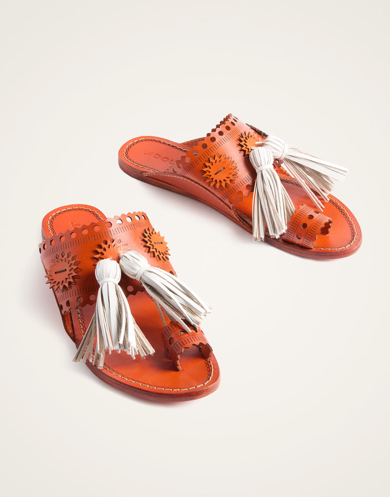 Slides with Tassels by LaDoubleJ - Orange