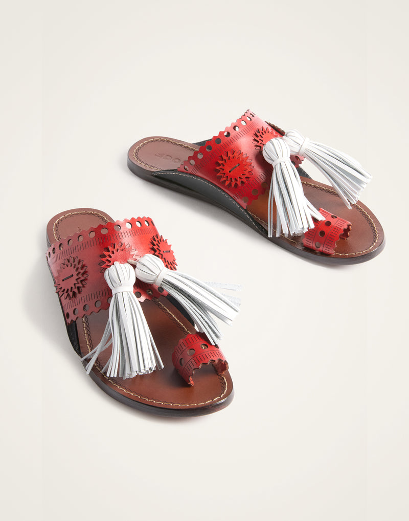 Slides with Tassels by LaDoubleJ - Red