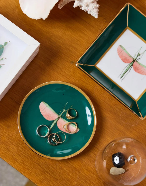 Mini Plate Libellula Green in Porcelain By La Double J