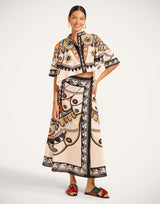 Sarong Skirt - Plume Placée Ivory in Cotton Muslin by La DoubleJ