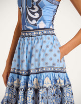 Skirt - Cocoon Placée Blue in Cotton Muslin by La DoubleJ