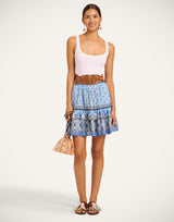 Skirt - Cocoon Placée Blue in Cotton Muslin by La DoubleJ