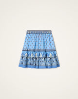 Skirt - Cocoon Placée Blue in Cotton Muslin by La DoubleJ