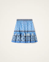 Skirt - Cocoon Placée Blue in Cotton Muslin by La DoubleJ