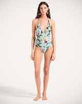 Swimsuit - Zooflora, Light Blue by La DoubleJ