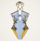 Swimsuit - Oceania Placée Light Blue in Lycra by La DoubleJ