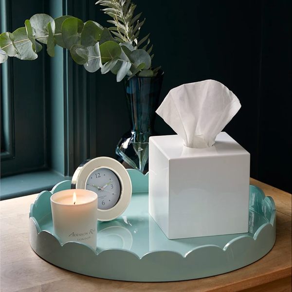 Large Lacquered Round Scallop Tray - Mint Green