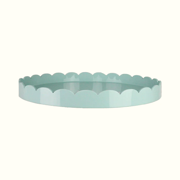 Large Lacquered Round Scallop Tray - Mint Green