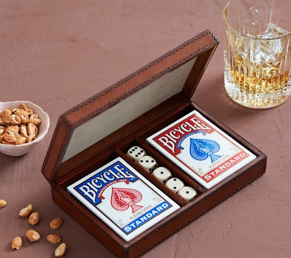 Playing Card Set in Leather Box