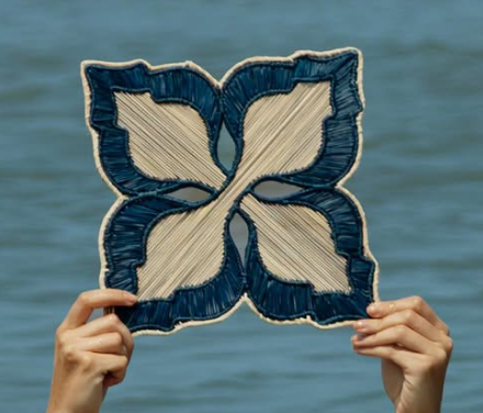 Placemat / Centrepiece- Handmade, natural-blue