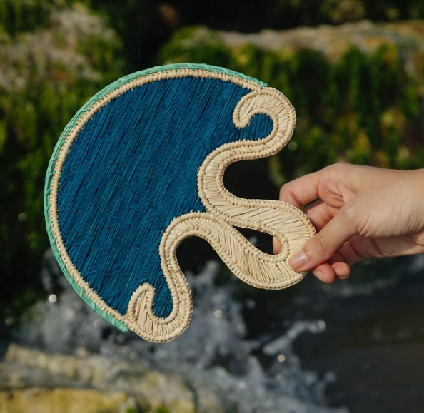 Fan - Handmade, Blue, Natural & Turquoise