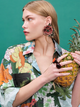 Beach Cover Up Shirtdress with Floral Motifs