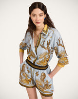 Shorts - Oceania Placée Light Blue in Silk Twill by La Double J