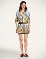 Shorts - Oceania Placée Light Blue in Silk Twill by La Double J