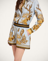 Shorts - Oceania Placée Light Blue in Silk Twill by La Double J