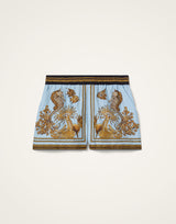 Shorts - Oceania Placée Light Blue in Silk Twill by La Double J