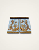Shorts - Oceania Placée Light Blue in Silk Twill by La Double J