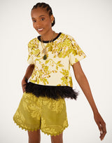Tee La Scala - Oasis Green in Jersey With Feathers by La Double J