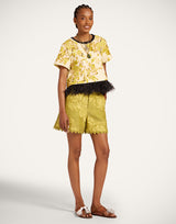 Tee La Scala - Oasis Green in Jersey With Feathers by La Double J