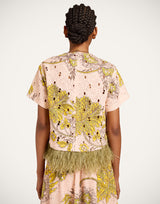 La Scala Tee - Swathe Pink in Cotton Sangallo Lace With Feathers by La Double J